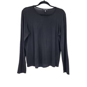 Eileen Fisher Women's System Long Sleeve Black Blouse T-Shirt Size Large